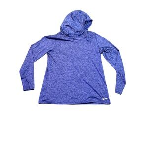 Nike Dri Fit Purple Heathered Long Sleeve Hoodie Women's Activewear Top Size L